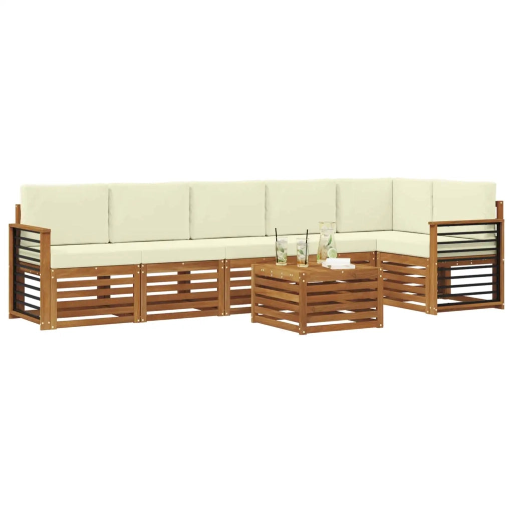 Set divano sezionale con cuscino 7 pcs Naturale e Crema 3374940