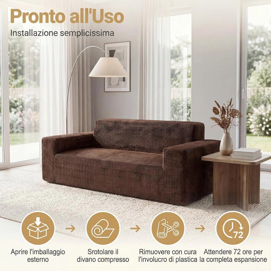 Divano Letto 3 Posti, Divano in Tessuto di Velluto Morbido con Comodi Braccioli, Rivestimento Sfoderabile e Lavabile, Base Antiscivolo, per Soggiorno, Camera da Letto, senza Installazione