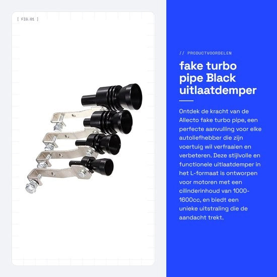 Sostitutore di scarico regolabile - pezzo di scarico - demper - tubo turbo - alluminio - compatibile con motori da 1000 a 2400cc - scarico di tubo