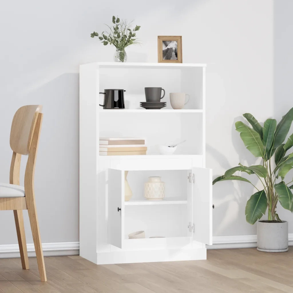 Credenza-Buffet-Armadio da cucina Bianca 60x35,5x103,5 cm in Legno Multistrato
