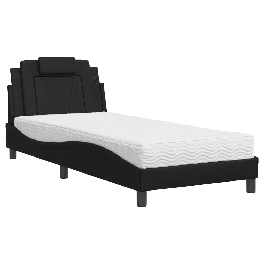 Letto Viana con Materasso Nero 90x190 cm in Similpelle 3208761