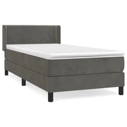 Letto singolo | Letto per adulti | Giroletto a Molle con Materasso Grigio Scuro 90x200 cm Velluto