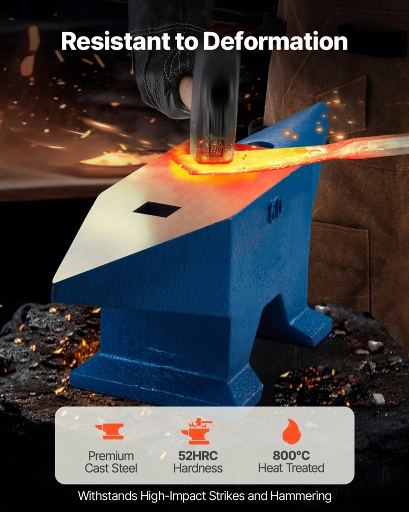 Incudine in acciaio forgiato 60 kg blu, incudine robusta per forgiatura, lavorazione metallo e officina bricolage