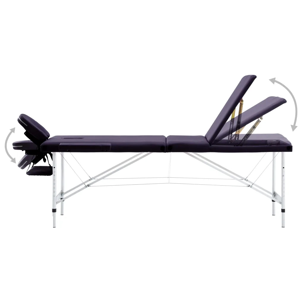 Lettino da Massaggio a 3 Sezioni in Alluminio Viola 110198