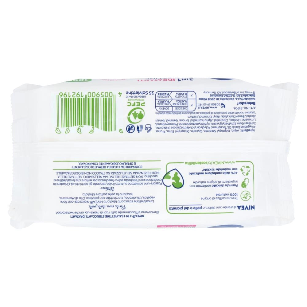 NIVEA VISAGE SET 25 SALVIETTE STRUCCANTI IN CONFEZIONE DA 25PZ PELLI SECCHE