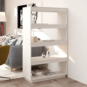 Libreria Divisorio-Scaffale per Libri-Mobile di Stoccaggio Bianco 80x35x135 cm Legno Massello di Pino