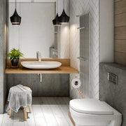 Set per wc composto da un supporto per carta igienica e un supporto per spazzolino da bagno - 75x185x185cm - nero/natura