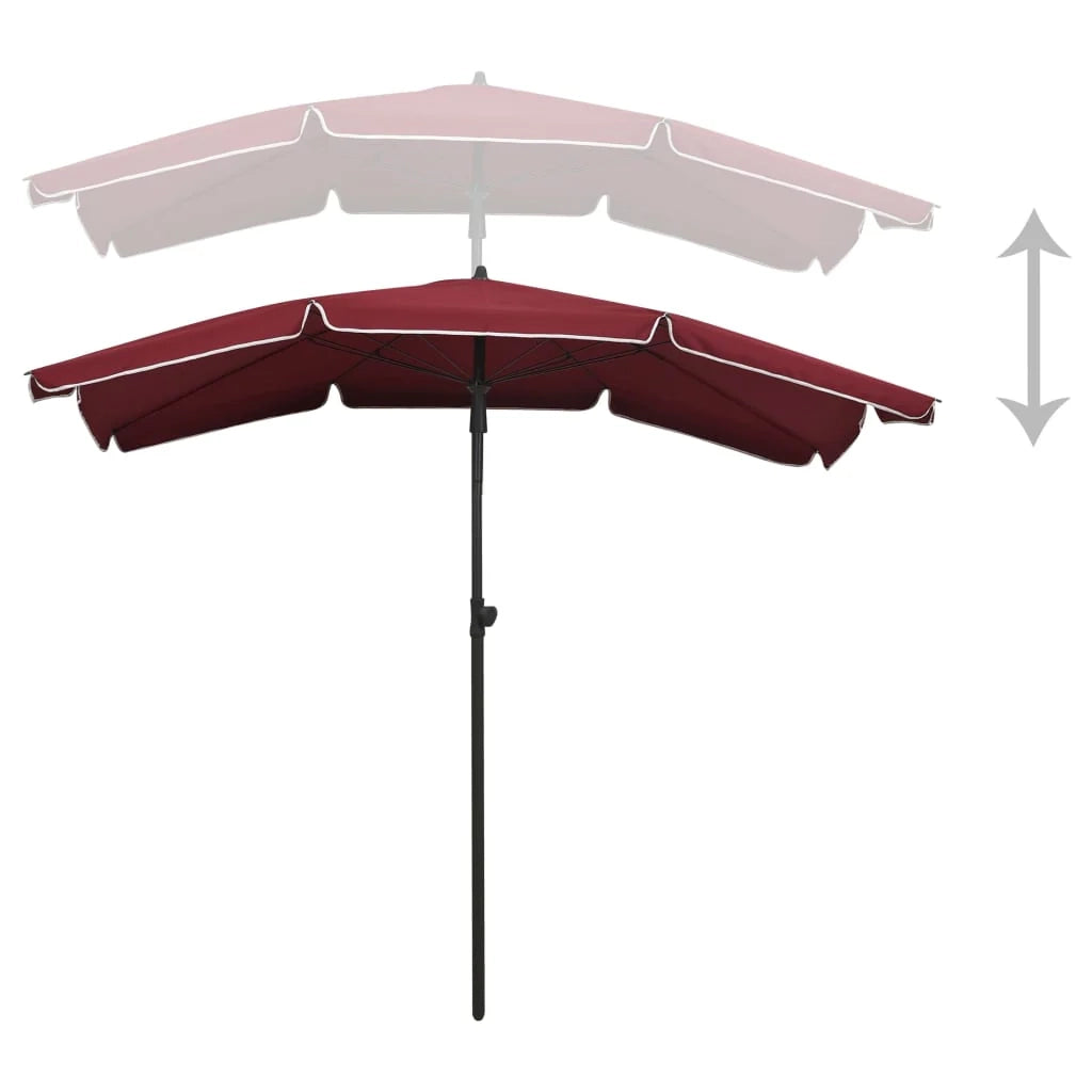 Ombrellone da giardino con palo 200 x 130 cm rosso bordeaux 02_0008319