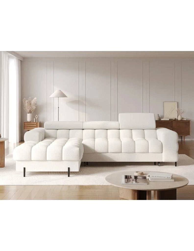 Divano angolare sinistro convertibile Bianco dall'aspetto contemporaneo 285x99x181cm FILTRO