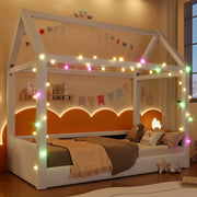 Letto Imbottito con LED ¨C MINIMAL ¨C Beige 90x200