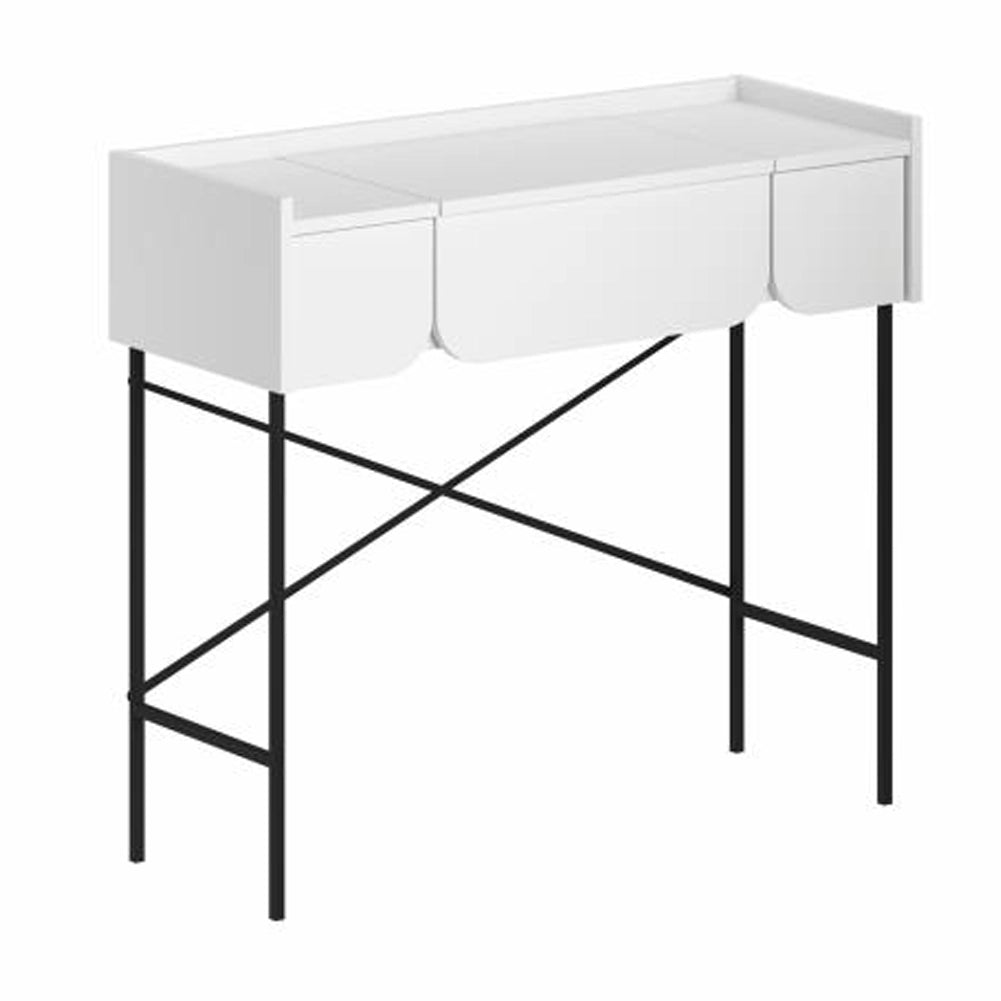 Toeletta Trucco Bianco Moderna Mobile Salvaspazio con Cassetti e Specchio