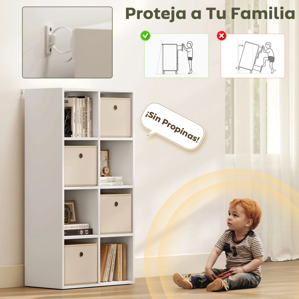 Libreria 8 Cubi con 4 Cassetti ¨C Xylo ¨C Bianco e Beige 105,9x30x53,7 cm