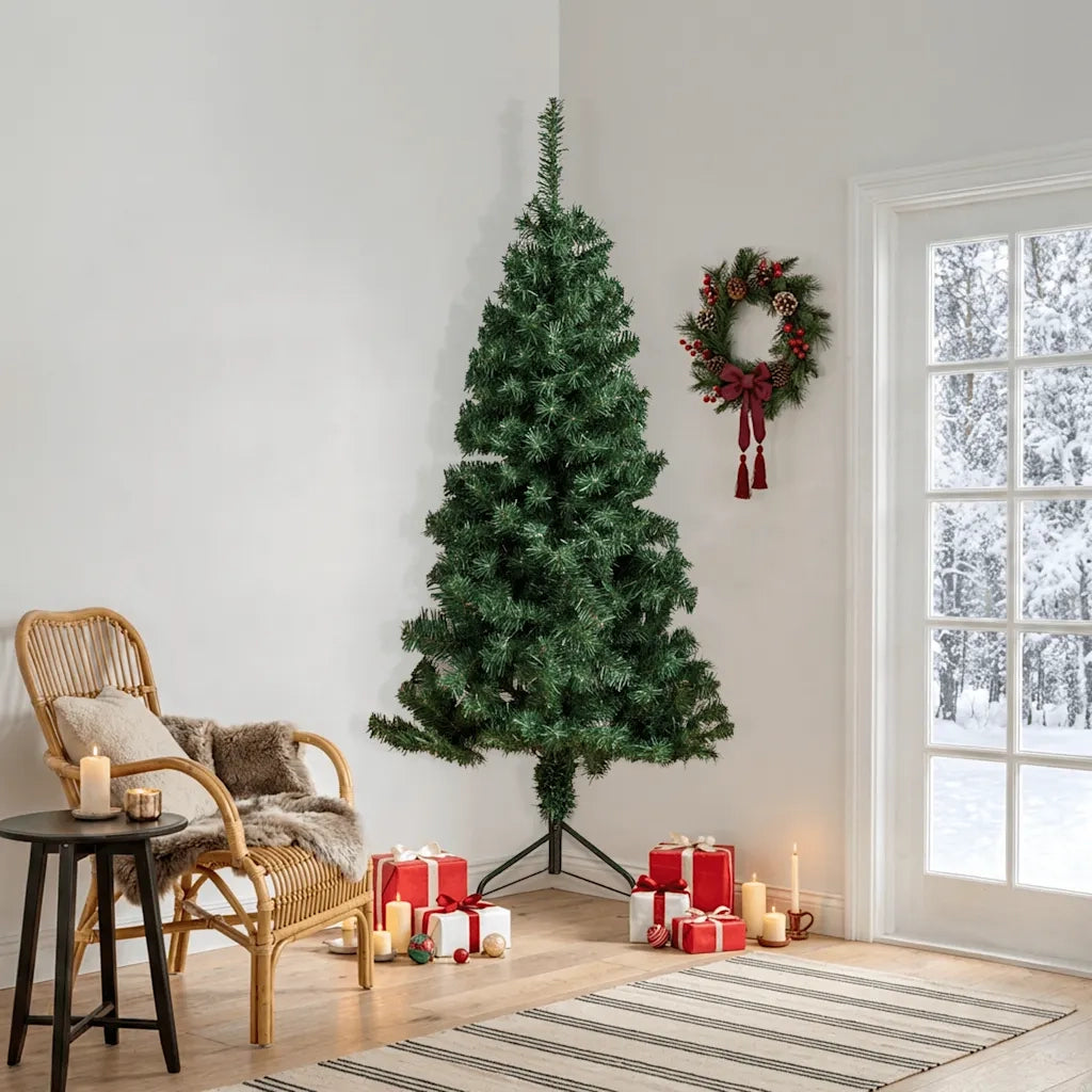 Albero di Natale per Angolo con Supporto Verde 240 cm in PVC 329166