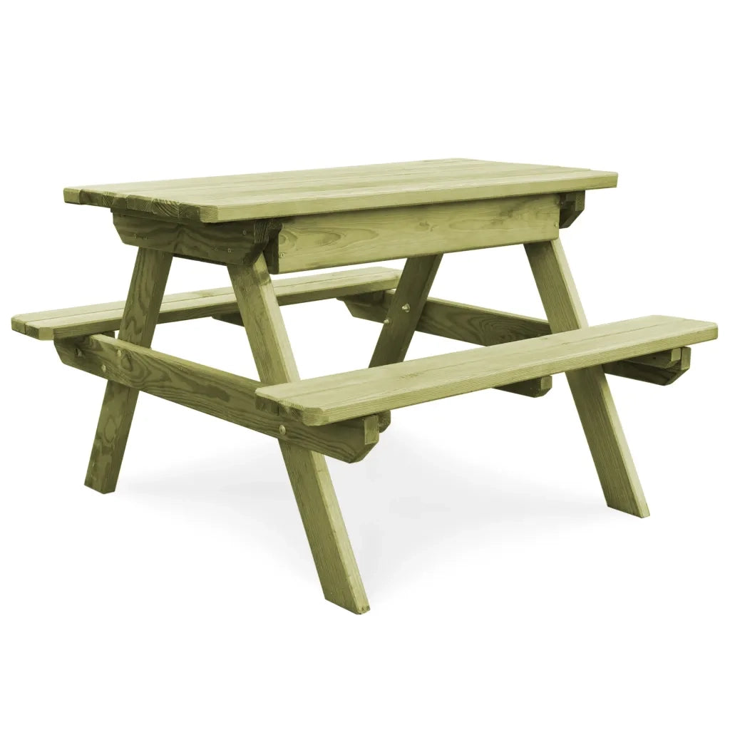 Tavolo da Picnic con Panche 90x90x58 cm in Pino Impregnato cod mxl 34380