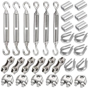 Set di Chiavi a Haken - Klemme e Anelli - Fissaggio Esterno - 30 Della Cassetta Acciaio Inossidabile - M5 3mm - Argento