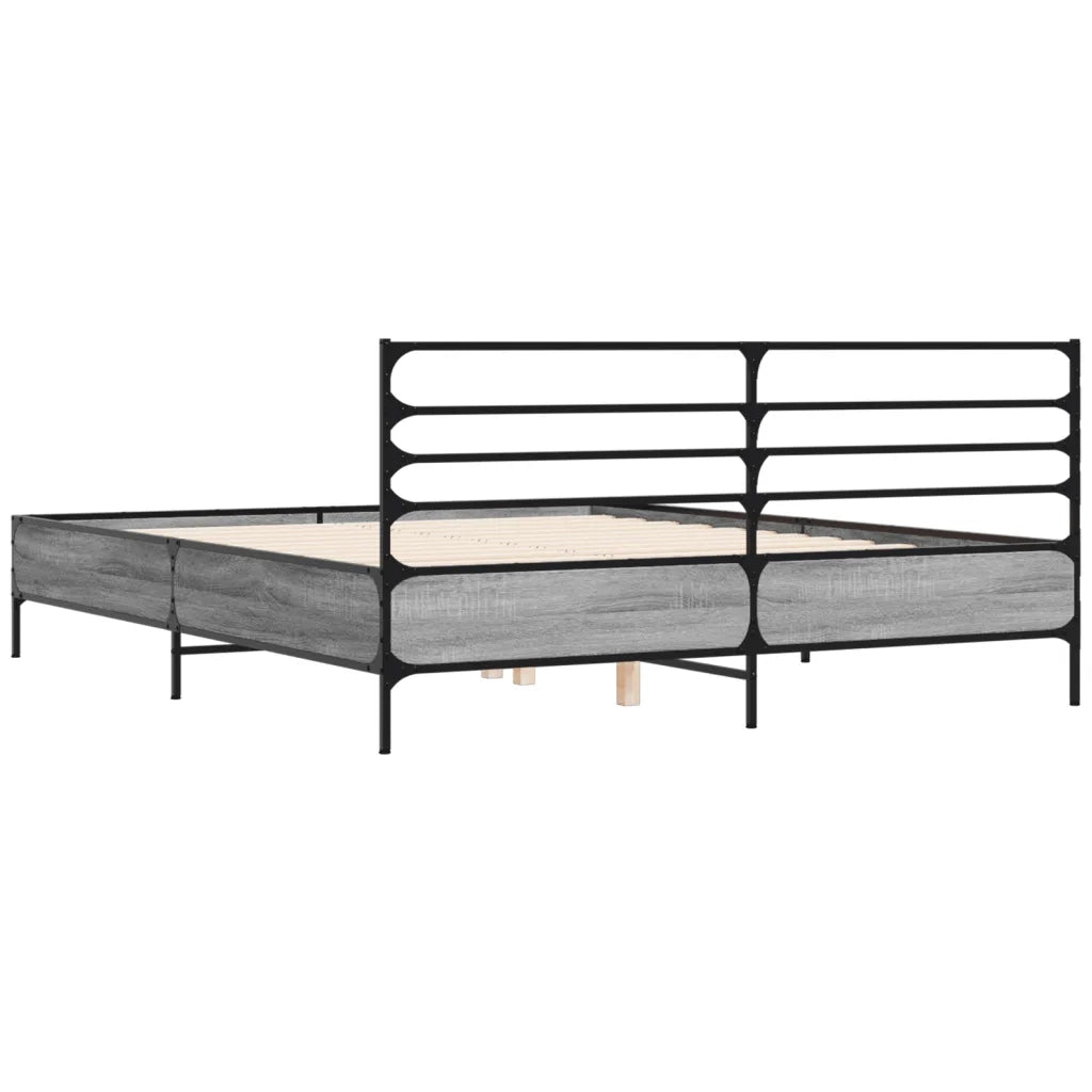 Giroletto Grigio Sonoma 160x200 cm in Legno Multistrato Metallo