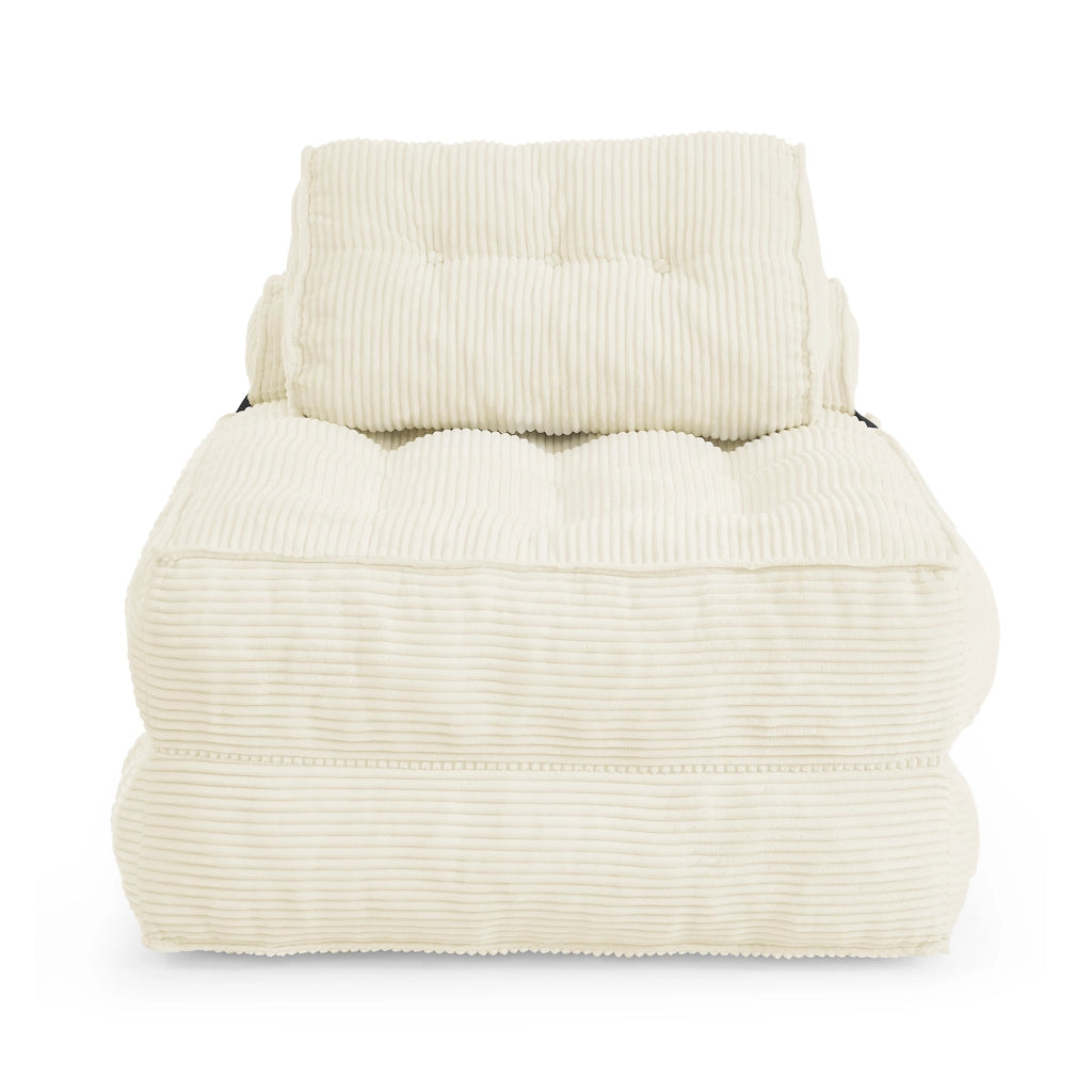 Poltrona Letto Pieghevole 2 in 1 in Tessuto a Coste ¨C MINIMAL ¨C Beige, Schienale Regolabile