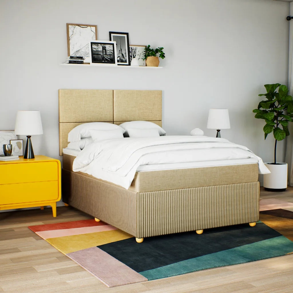 Giroletto a Molle con Materasso Crema 160x200 cm in Tessuto 3294405