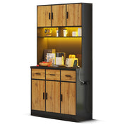 Credenza da Cucina con 6 Ante; 3 Cassetti; Ripiani Regolabili; LED e Prese USB; in MDF; 100 x 40 x 180 cm