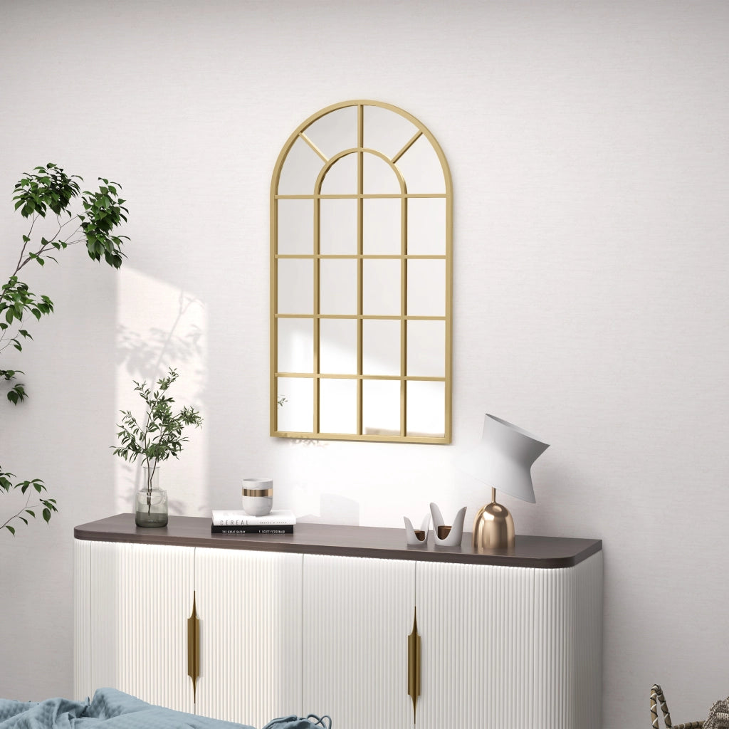 Specchio a parete stile industriale con cornice metallica ¨C zephmum ¨C 110x65 cm dorato