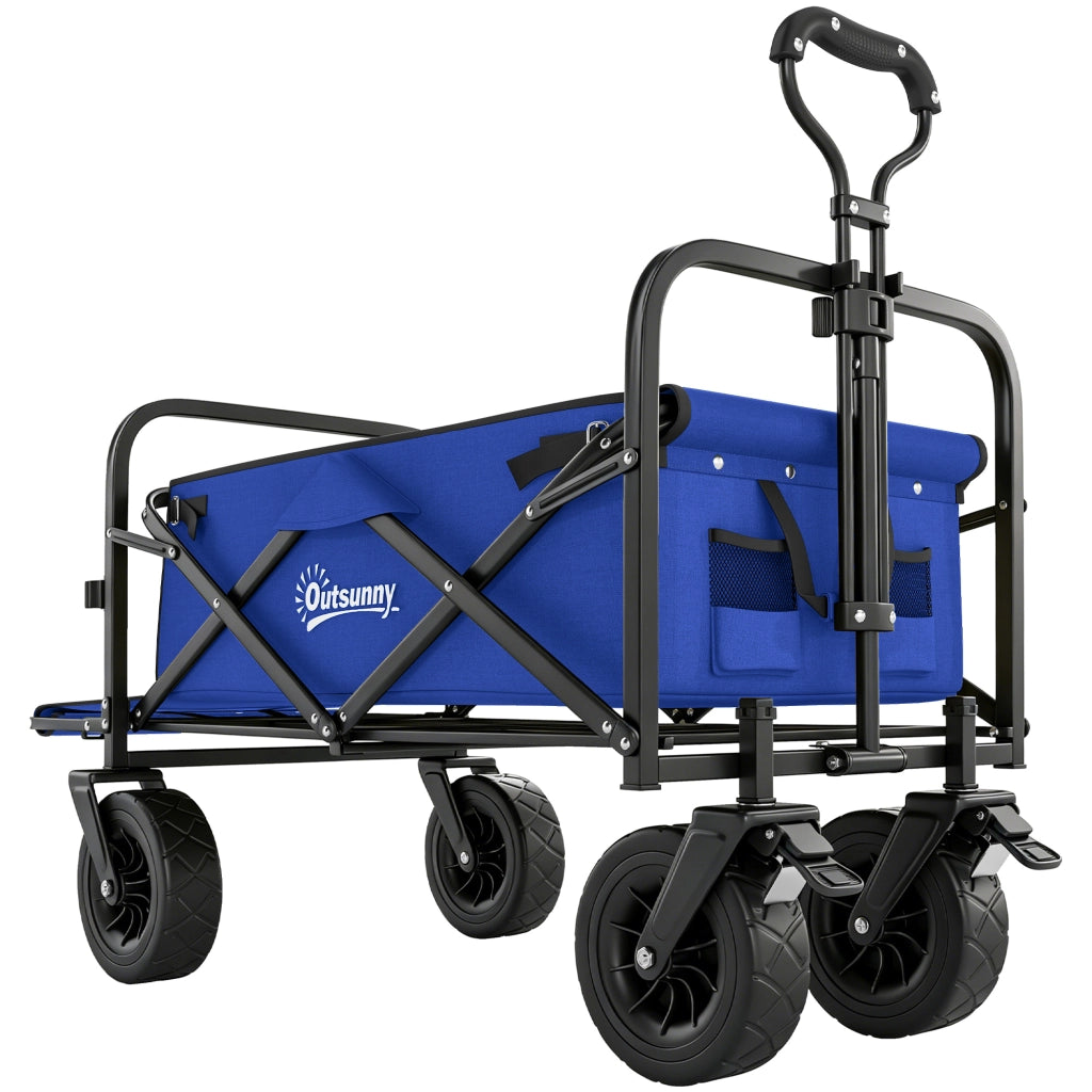 Carrello da Giardino Pleghevole ¨C zephmum ¨C Blu Scuro, Acciaio, 100 kg