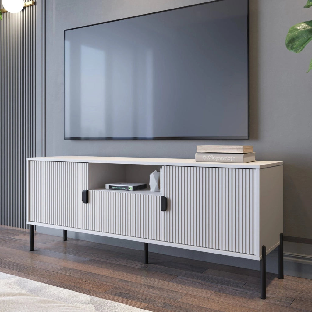Rabattone, Mobile Porta tv un Cassetto, 155x40x69h cm Beige
