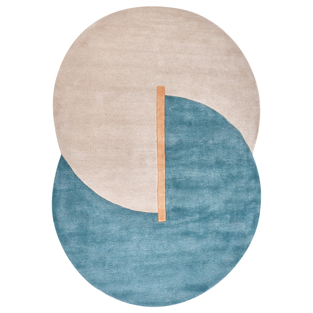Tappeto beige e blu in viscosa e lana forma irregolare 160 x 230 cm stile moderno glamour