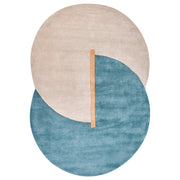 Tappeto beige e blu in viscosa e lana forma irregolare 160 x 230 cm stile moderno glamour