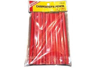 MATITA DA FALEGNAME E MURATORE ROSSA- 300x12x7 mm - mina HB - - 25 pezzi ALTE