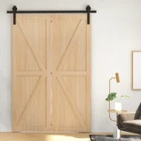 Kit di Binari per Porte da Fienile Scorrevoli Pieghevoli in Acciaio per 2 Porte 152,5 cm