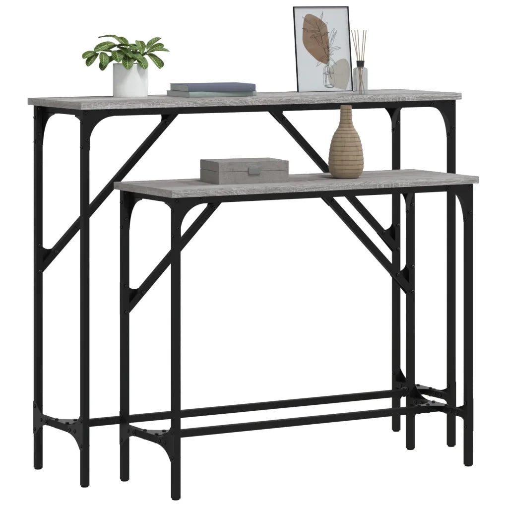 Tavolini Consolle 2 pz Grigio Sonoma in Legno Multistratocod mxl 131373