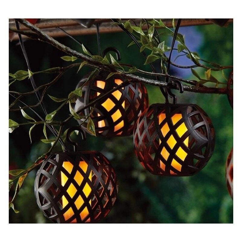 CATENA LUMINOSA A ENERGIA SOLARE CON 10 LANTERNE X 8 MT IN COLORAZIONE NERA