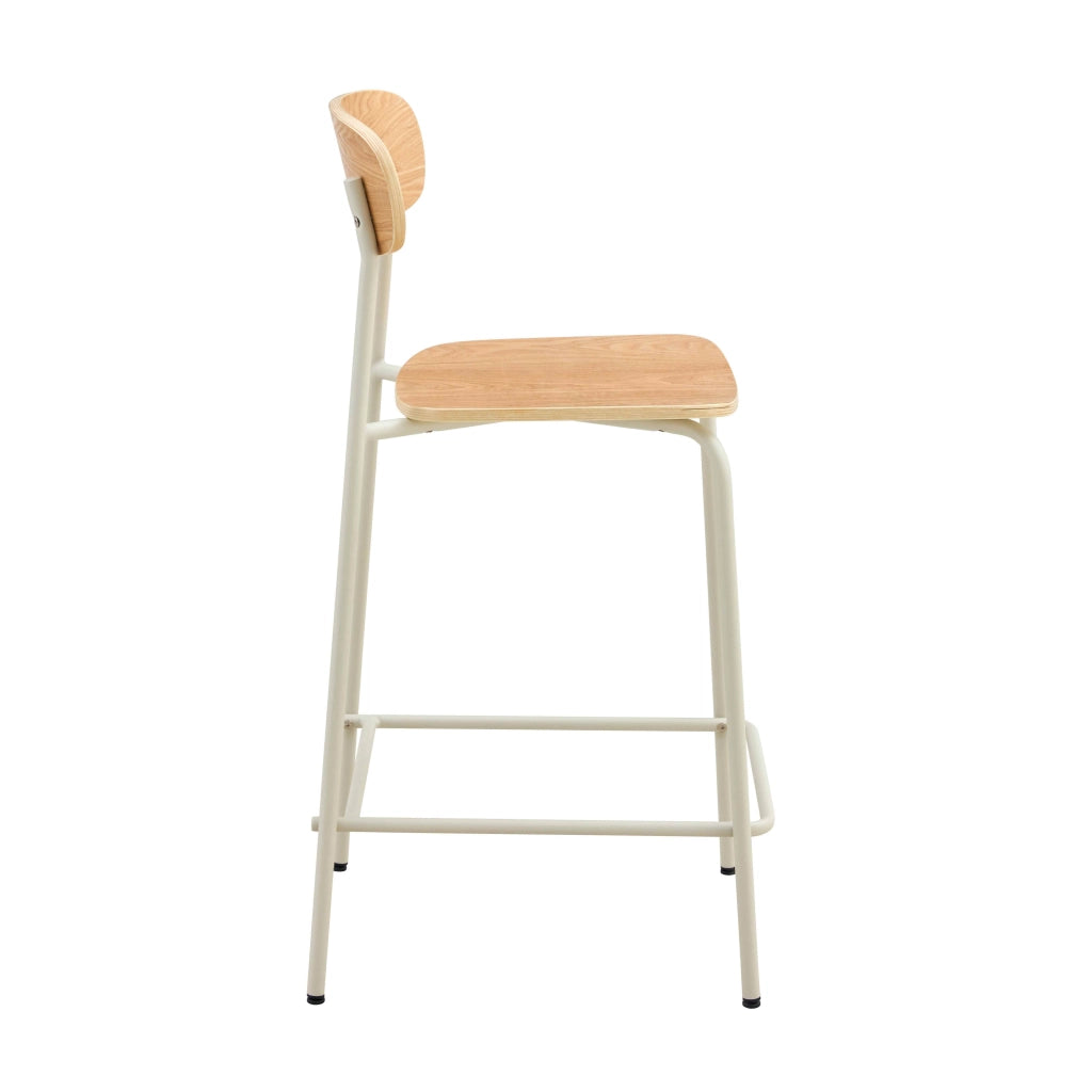 Set di 2 seggioloni in metallo e legno beige
