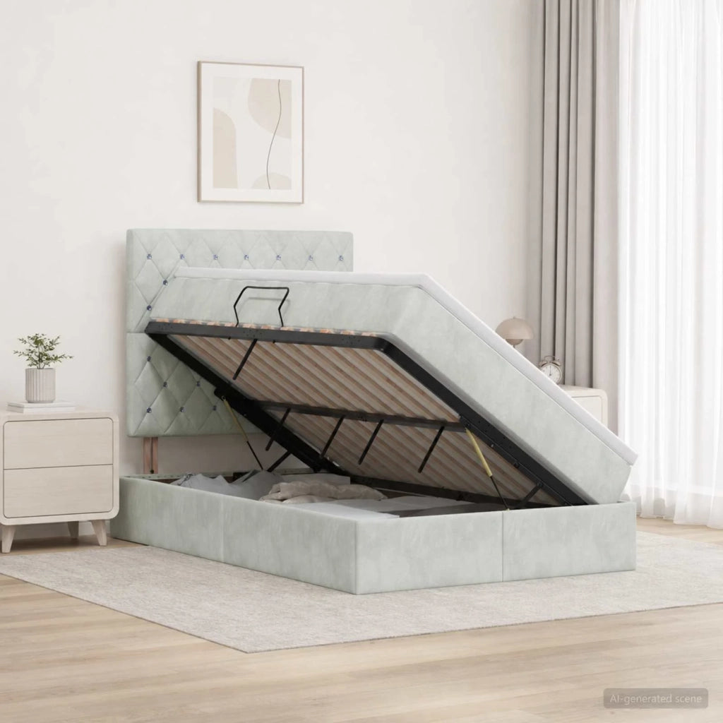 Letto con contenitore e materasso Grigio Chiaro 120 x 190 cm 3459615
