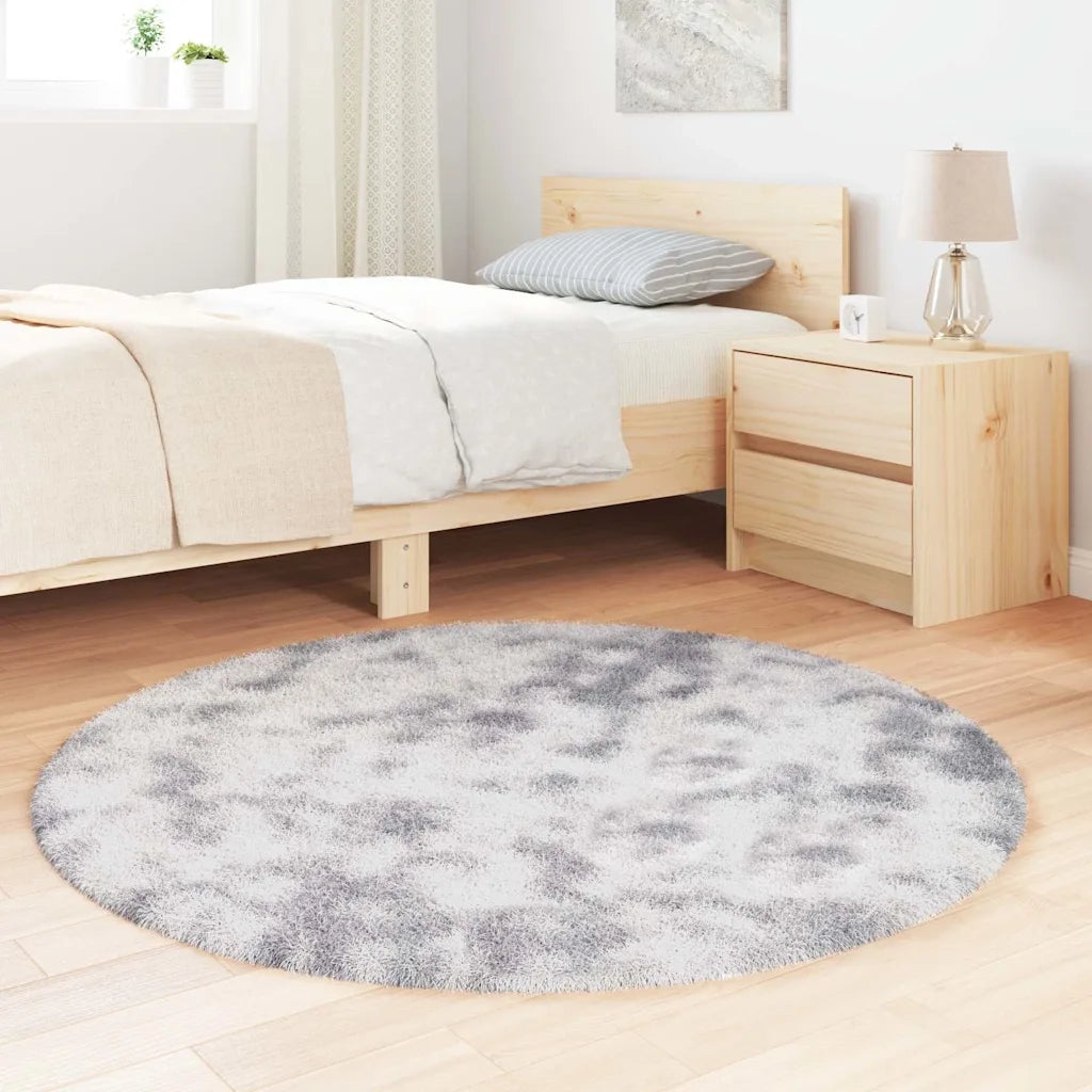 Tappeto del soggiorno | Tappeto Shaggy a Pelo Lungo NAVARRA Grigio Argento 120x120cm