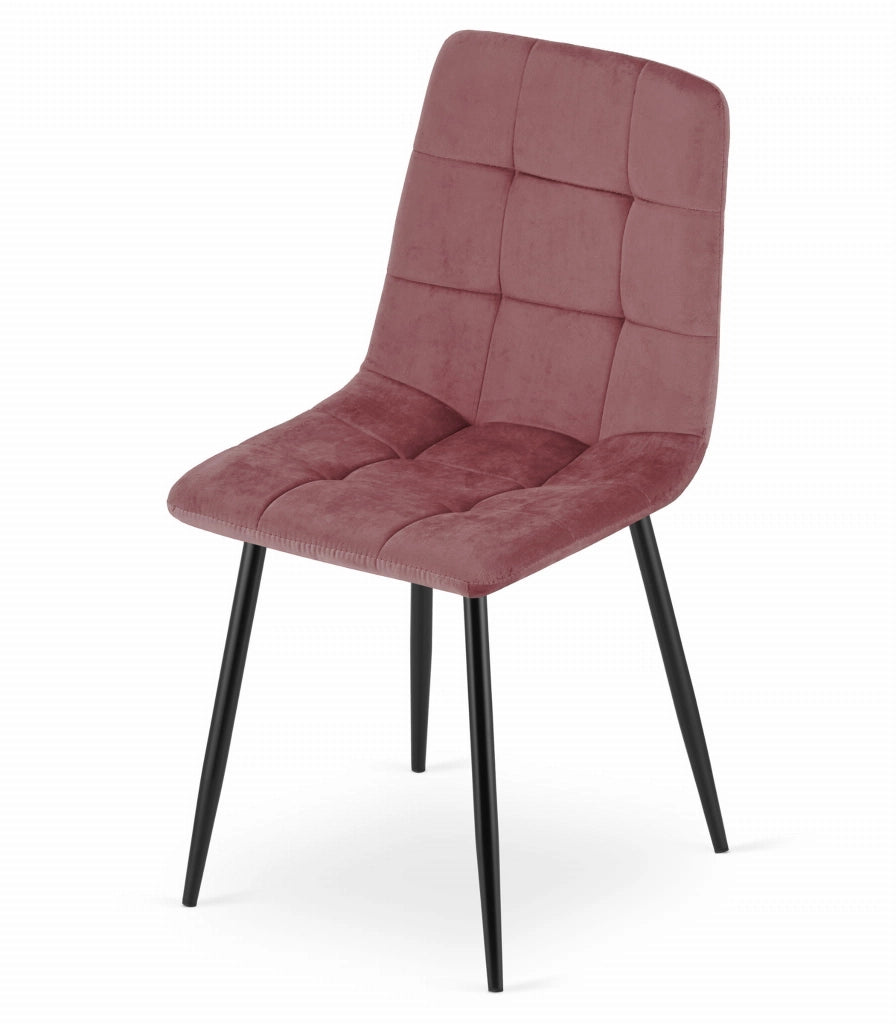 Sedia Valora PYRA in velluto rosa con gambe nere, design moderno x4