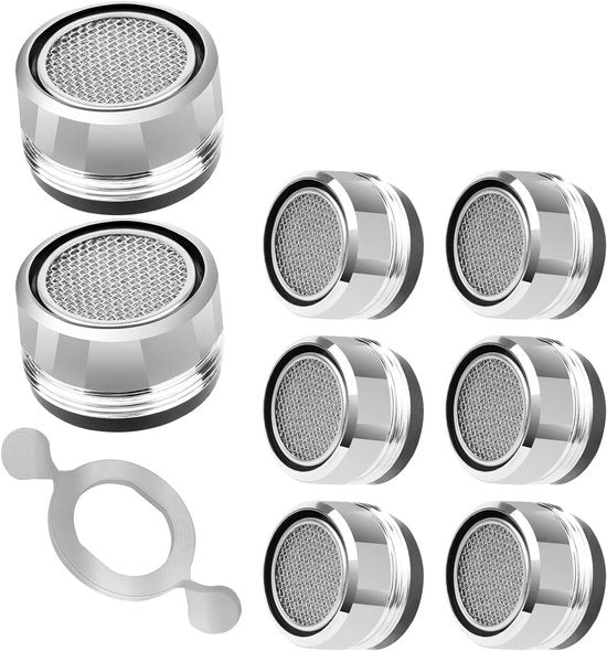 Pompa di acqua per lavandini per bagno e cucina - 6 filtri in acciaio inossidabile e ABS con guarnizioni e chiave argentata