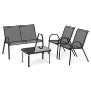 Set di mobili da giardino 4 pezzi 68 x 112 x 83 cm poltrone impilabili design moderno metallo grigio 20_0011979