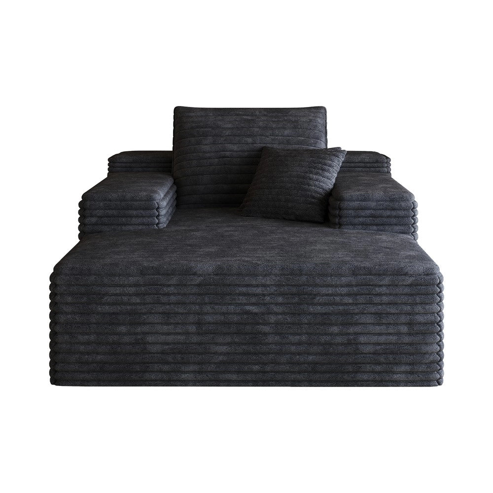 Divano Chaise Longue ¨C Minimal ¨C nero in tessuto imbottito 115x159cm