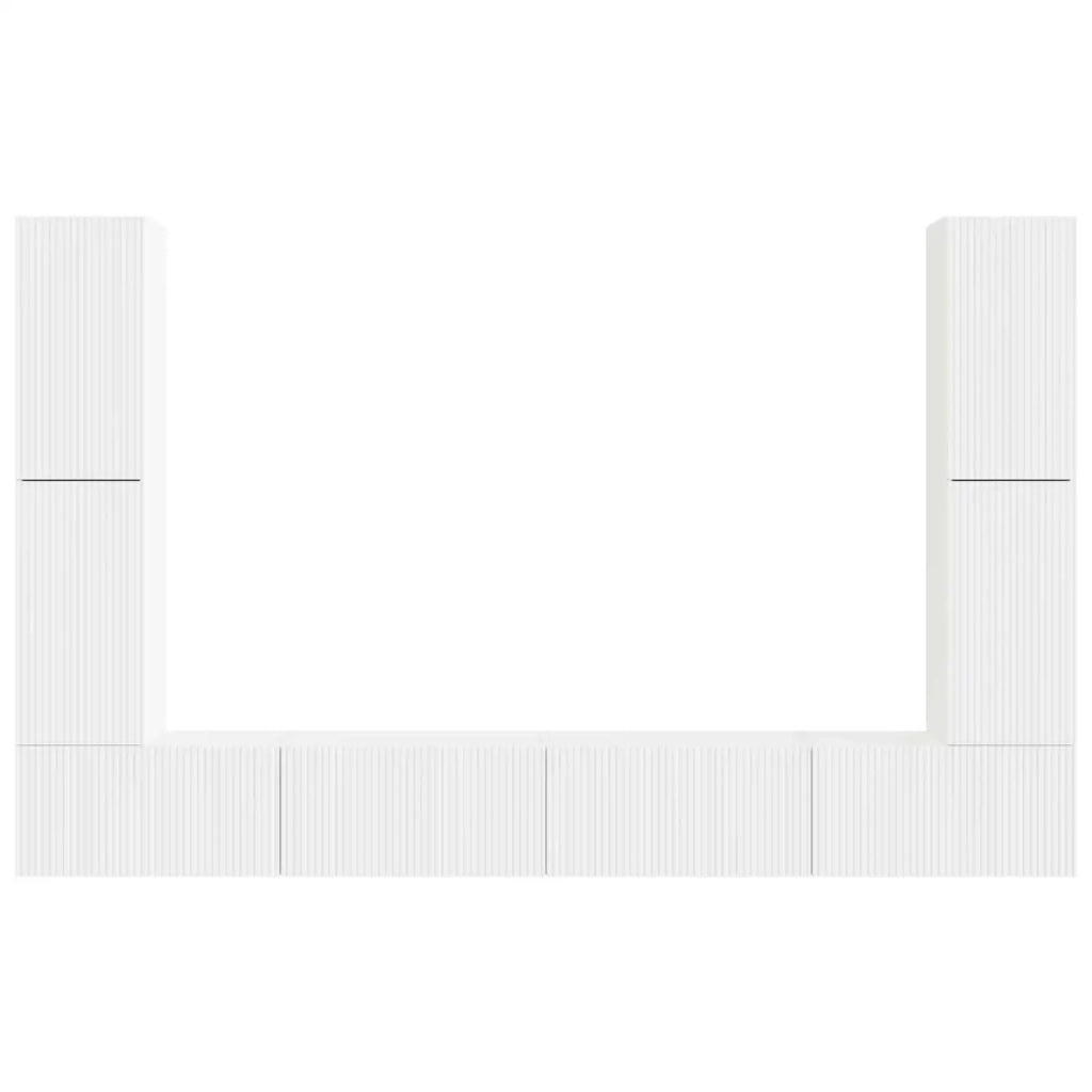 Set mobile TV 8 pcs Bianco Legno multistrato