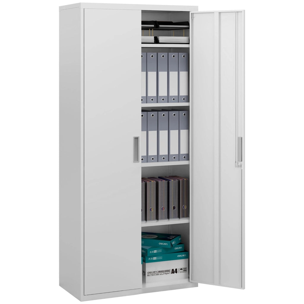Armadio da Ufficio in Acciaio con 4 Ripiani Regolabili 80x40x180 cm Bianco