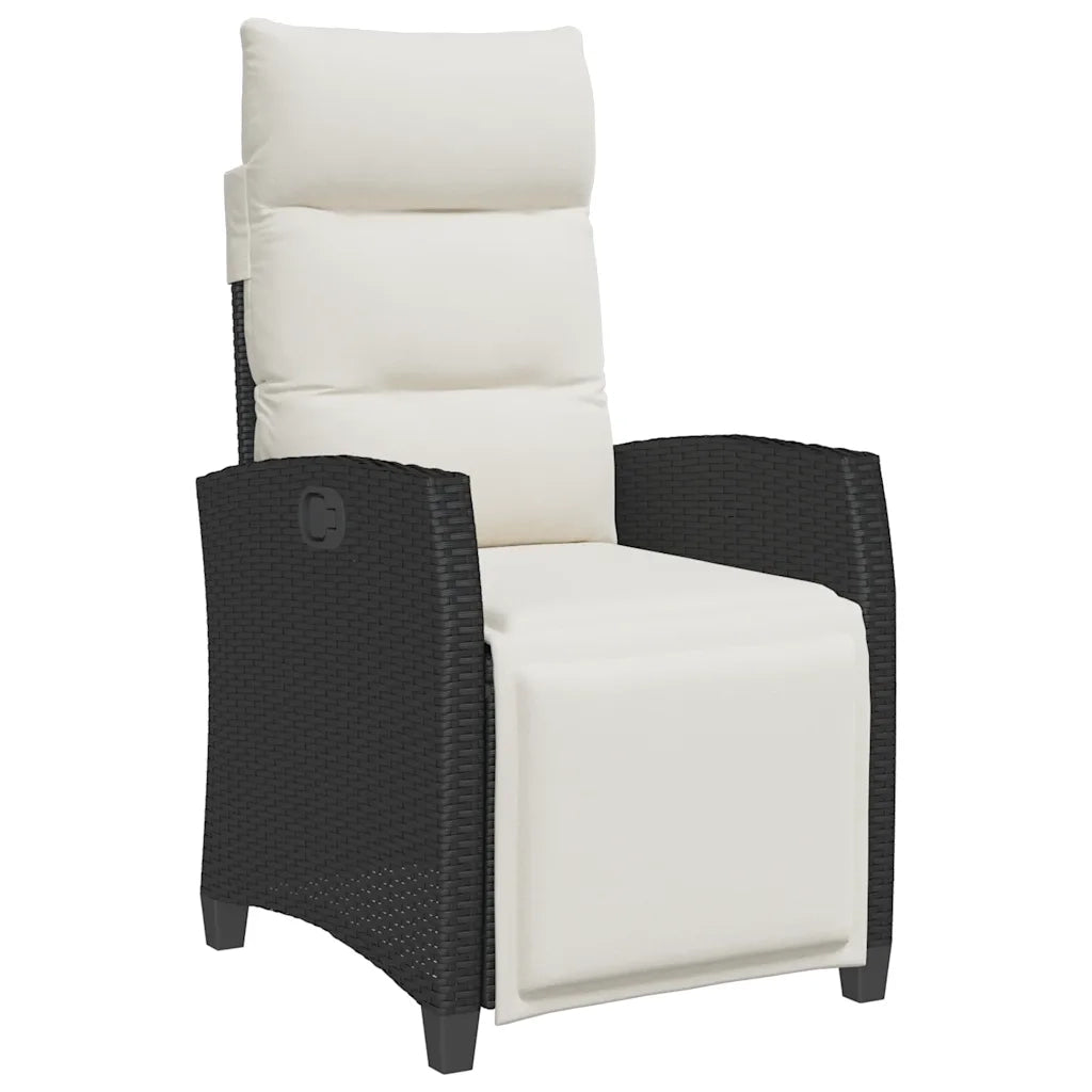 Sedia Reclinabile da Giardino con Tavolino Nera Polyrattan 4108275