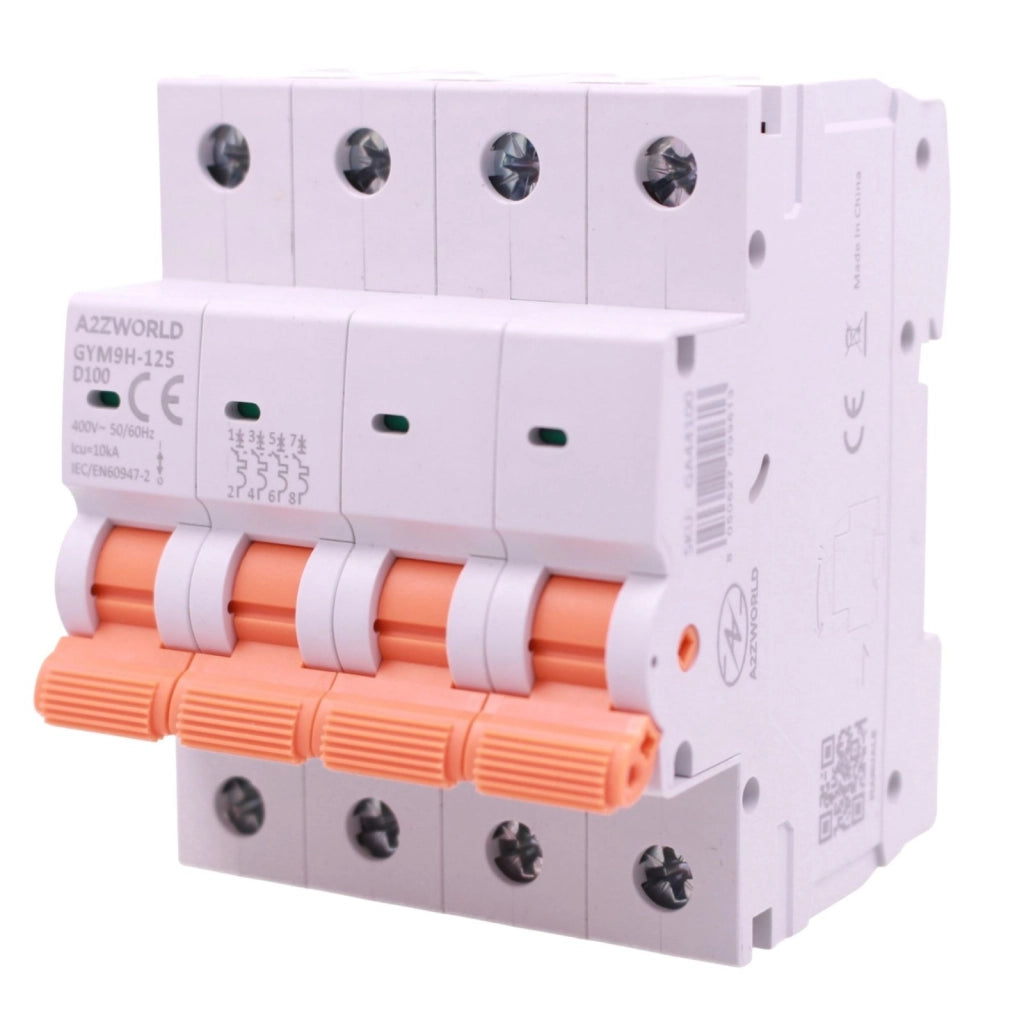 MCB Interruttore Magnetotermico Trifase 380V Curva D 4P 4M 10000A AC 400V IP20 GYM9H-125, Disponibili 80A 100A 125A (C100A)