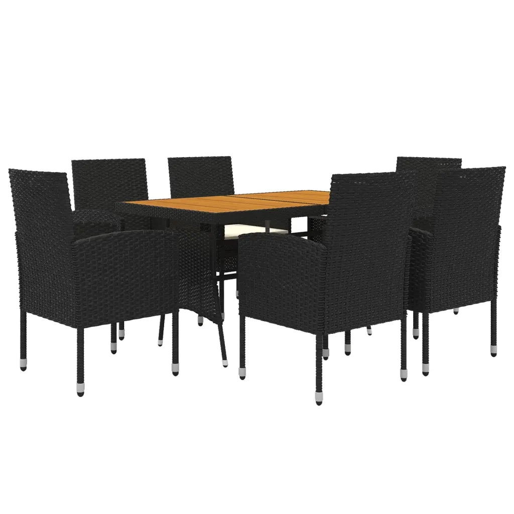 Set da Pranzo per Esterni 7 pz in Polyrattan Nero 3120100