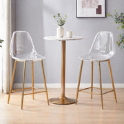 Sgabello da bar trasparente con struttura in metallo e poggiapiedi, design moderno oro 66,5 × 48,0 × 37,0 cm