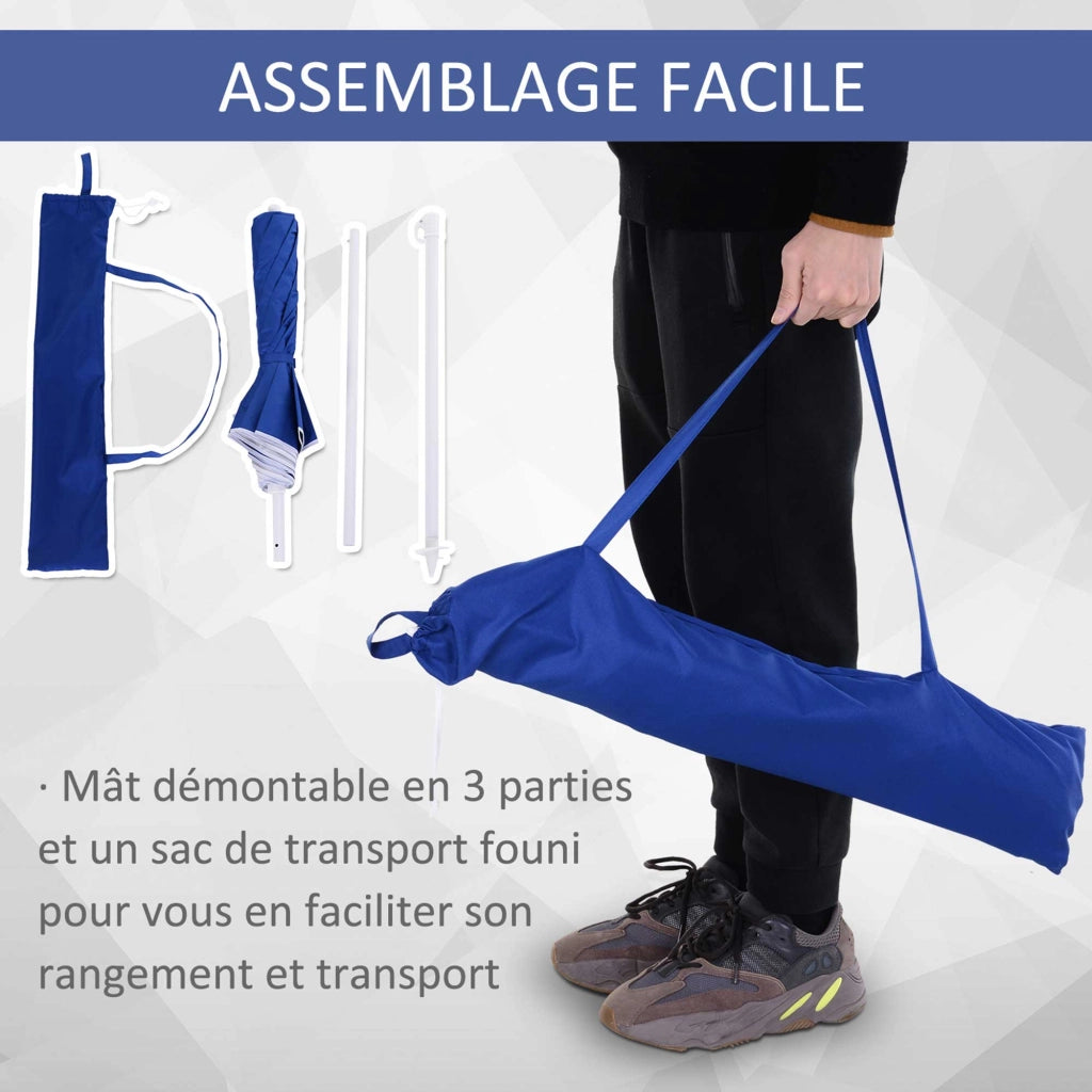 Ombrellone da giardino pieghevole ottagonale ¨C zephmum ¨C 160 cm blu tessuto anti-UV
