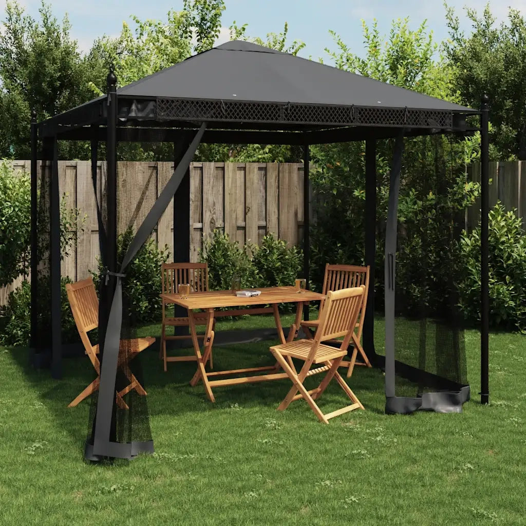 vidaXL Gazebo con Pareti in Rete Antracite 2,93x2,93 m in Acciaio