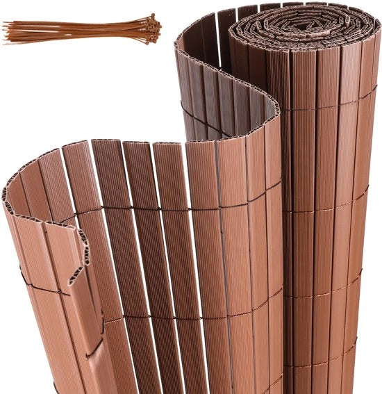 Schermo PVC per giardino - separazione balcone e giardino - schermo per terrazzo e giardino - marrone 0,8x3m 2pz