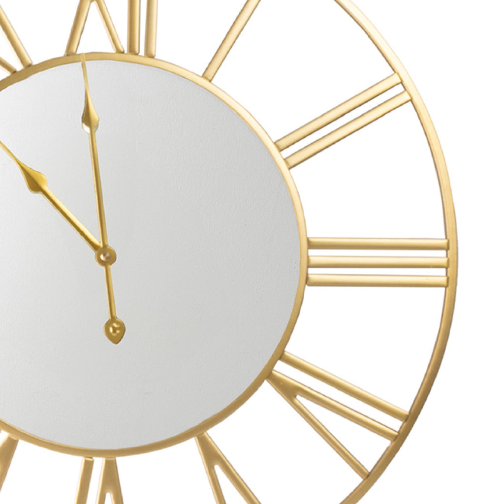 Orologio da Parete Grande 57 cm con Numeri Romani Design Industriale Moderno in Metallo Nero o Oro per Soggiorno Cucina Ufficio e Ingresso Oro