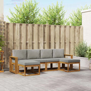 Set di divani da esterno 6 pcs Grigio Naturale e Chiaro